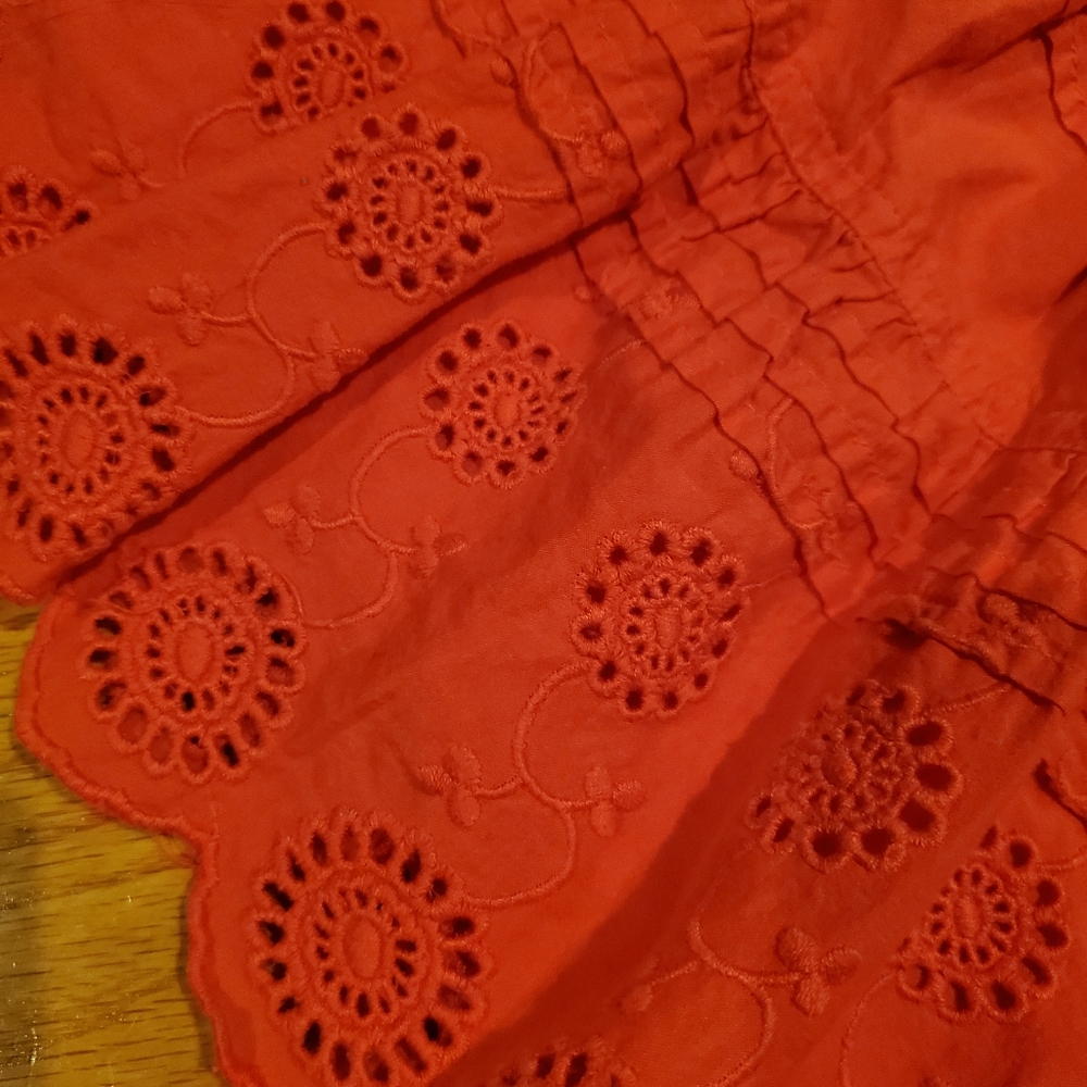 Mini Boden Coral Pink Eyelet Cotton Skirt - Picture 6 of 10
